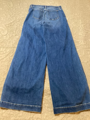 SPANX High Waist Front Seamed Wide Leg Jeans Size Medium Tall Vintage Indigo - Picture 11 of 13