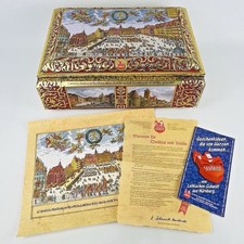 VTG Lebkuchen Schmidt German Cookie Gift Tin Decorative Ornate Red Gold Embossed