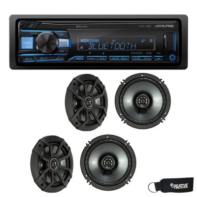 Alpine UTE-73BT Bluetooth Receiver No CD Kicker 43CSC654 6.5'' Coaxial Speakers