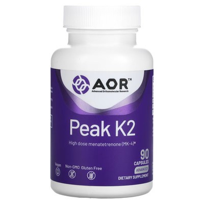 2 X  Advanced Orthomolecular Research AOR, Peak K2, 15 mg, 90 Capsules