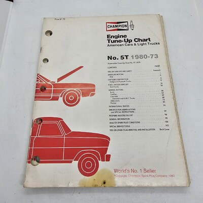 #ad #ad Champion Engine Tune Up Chart no.5T 1980 1973 Spark Plug Book $10.75