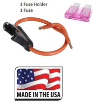 (1 PC) 18 GAUGE ATC FUSE HOLDER IN-LINE WITH (1 PC) 3 AMP FUSE Made in USA 