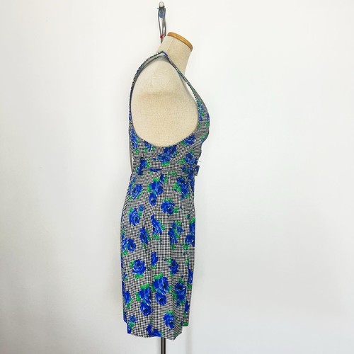 DEADSTOCK 80s 90s Vintage Rose Houndstooth Romper Shortalls Playsuit Play Suit M - Picture 10 of 10