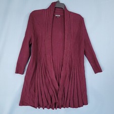 Hannah Women's Cardigan Open Front Sweater Jacket Maroon Size S