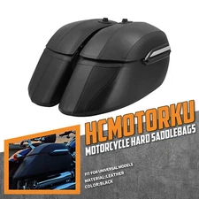 Motorcycle Universal Black Hard Saddle Bags Trunk Luggage Fits For Harley Honda