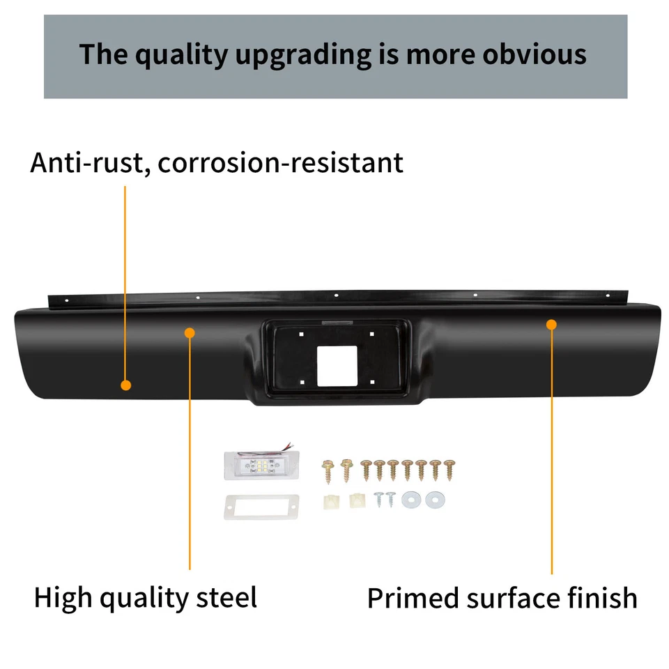 Rear Bumper Roll Pan w/ Light For 88-98 Chevy Silverado Sierra C/K1500 2500 3500 Foto 3 de 4