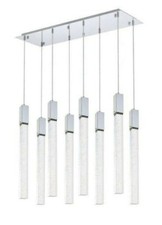 Crystal Chandelier Chrome Kitchen Island or Dining Room 8 Light Fixture 36"