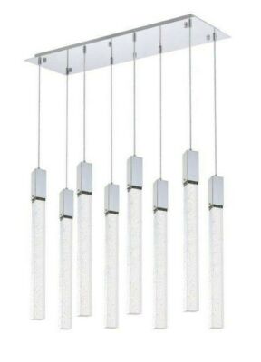 Crystal Chandelier Chrome Kitchen Island or Dining Room 8 Light Fixture 36 inch