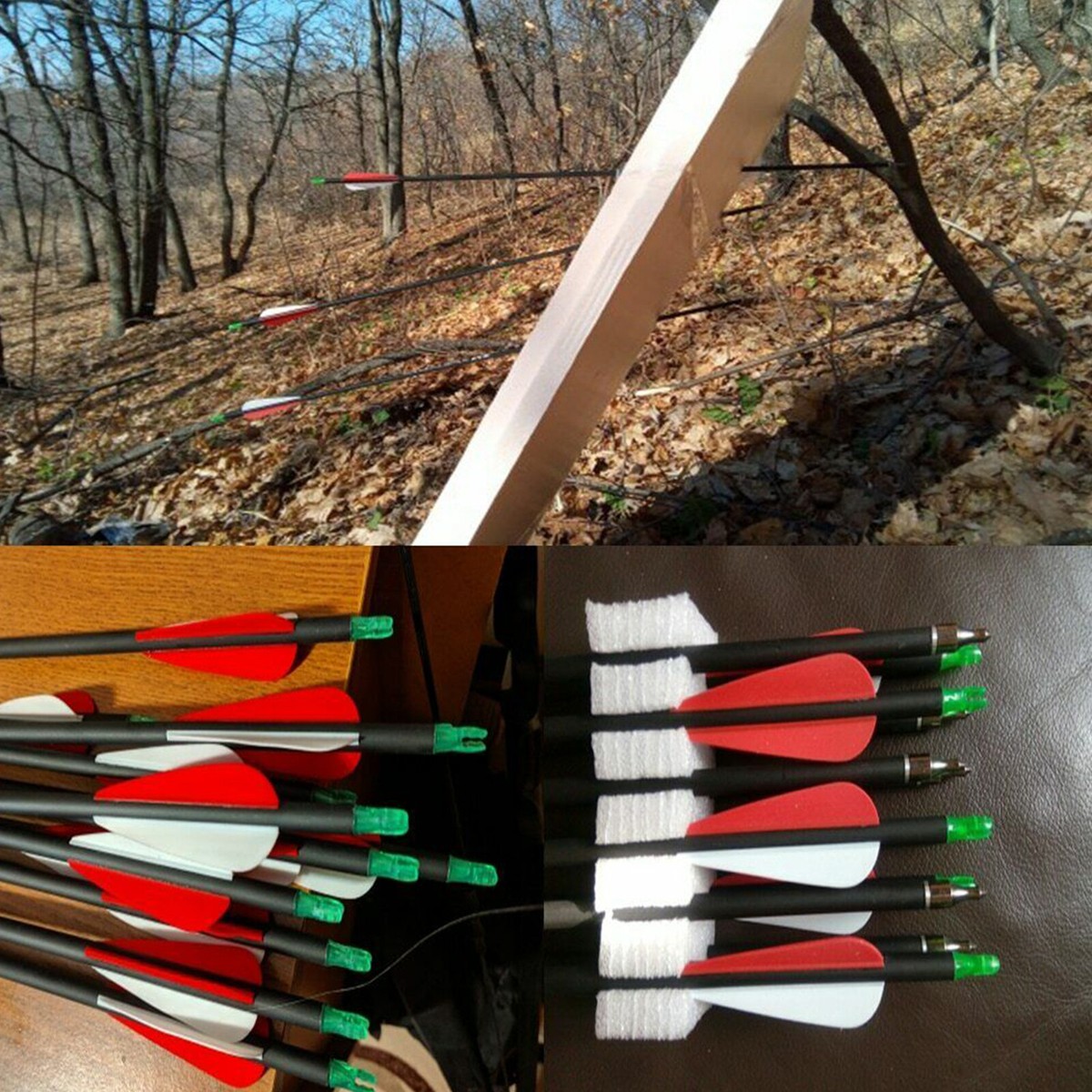 12 Pack 31" Carbon Archery Arrows - Spine 550 With Removable Tips For Recurve & Compound Bows