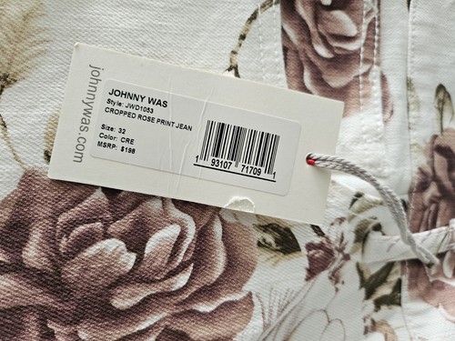 Neu mit Etikett Johnny Was kurz geschnittene Boyfriend-Jeans mittelhoher Bund Rosenmuster Größe 32 - Bild 5 von 23