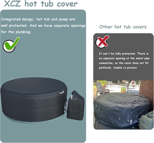 Heavy-Duty Insulated Hot Tub Cover for 86.6in Round Spa - Black, Zipper Closure - Picture 5 of 5