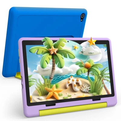 Urao Kids Tablet 10 inch Android 13 Tablets 8+64GB with Shockproof Blue ＆ Purple