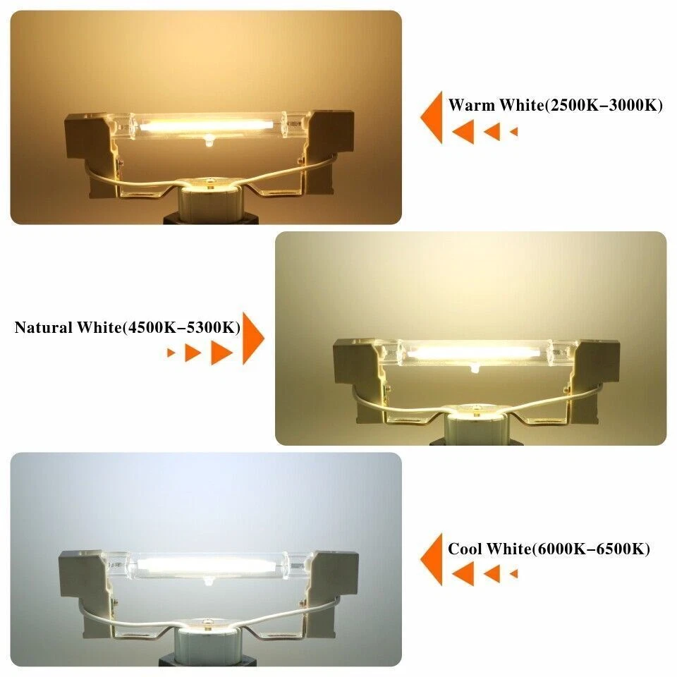 R7S LED 7W 15W 28W 78mm 118mm Lamp Dimmable Glass Tube Light Ceramic - Image 3 of 4