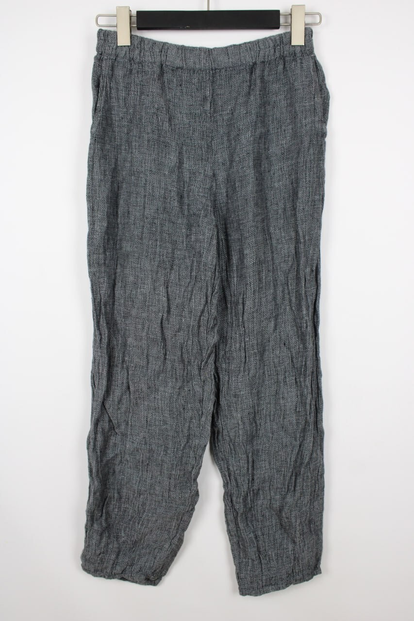 GRIZAS Gray Washed 100% Linen Wide-Leg Relaxed Trousers Size S W26  