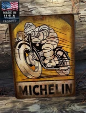 Michelin Motorcycle Vintage Reproduction  9" x 12" Metal Sign Man Cave Garage