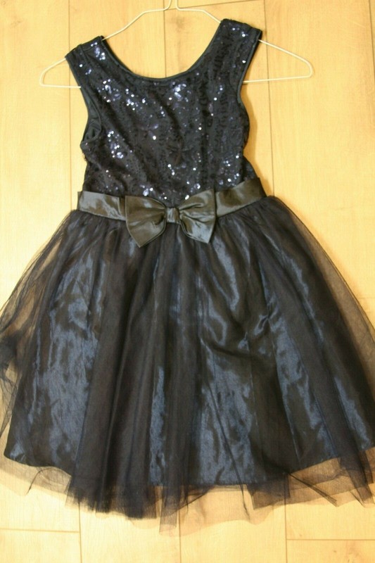 Pinky girls navy blue spangled occasion dress size 10 VGUC