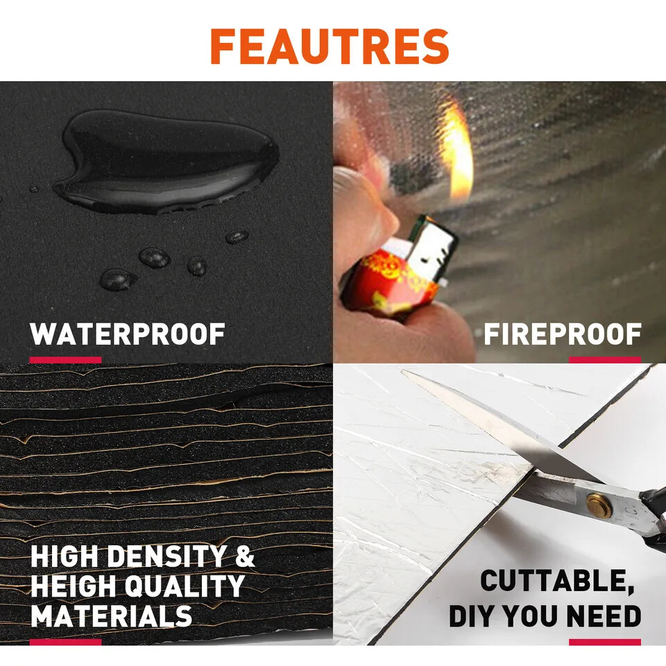 Sound Deadener Noise Proof Deadening Mat Heat Shield Insulation Self-Adhesive