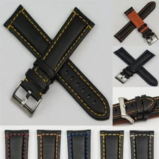 Genuine Leather HIGH QUALITY Smooth Thick Watch Strap Colour Stitch Replacement