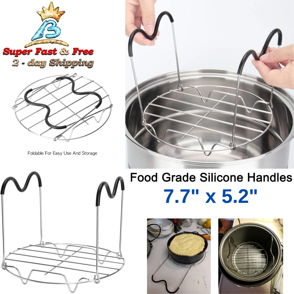 Rack Trivet with Handles Compatible with Instant Pot Accessories 3