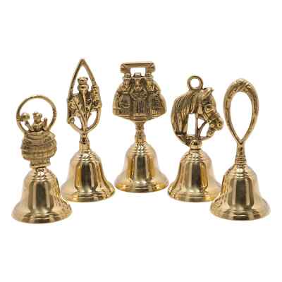 Set of 5 Collectible Brass Bells Decorative Bells Good Sound