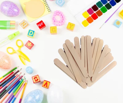 Wooden Lolly Wood Sticks Jumbo Sizes for Kids Art & Crafts Model Making (PK 100) - Image 1 of 4