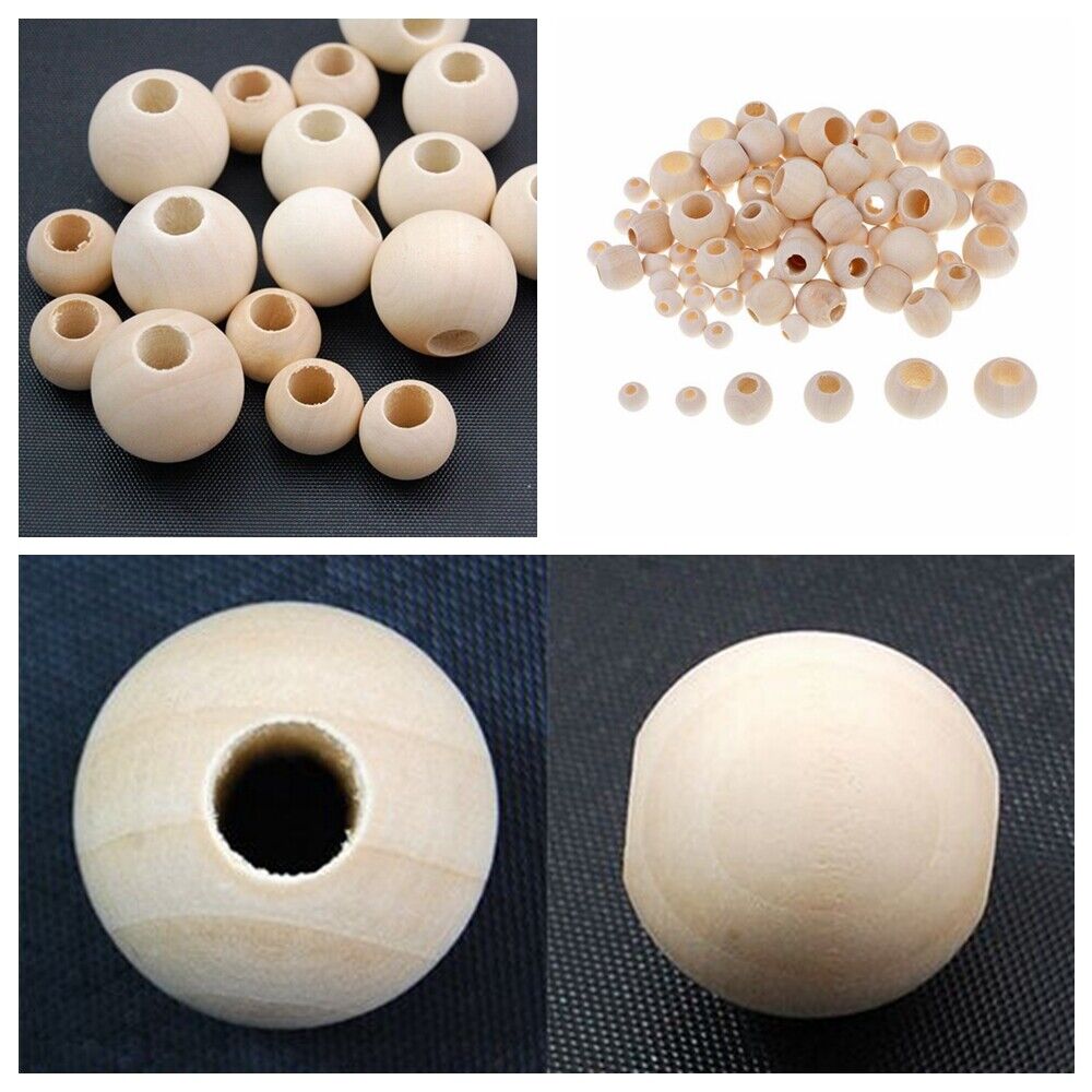Natural Wood Large Hole Wooden Beads for Macrame European Charms Crafts  10-40mm