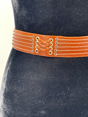 Express Tan Leather Tie Belt Leather Wrap Tan Belt | One Size Belt | ADA Belt main image 4