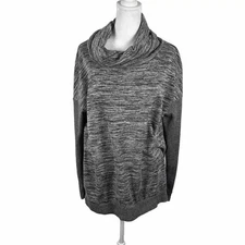 Xersion Grey Knit Top Athletic Long Sleeve Large Lounge Cowl Neck Stretch Casual