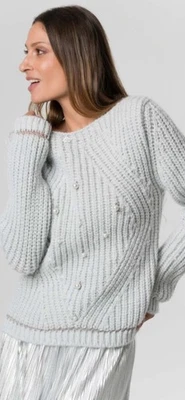 elisa cavaletti Pullover Strick Grau Perlen NEU M - Bild 1 von 4