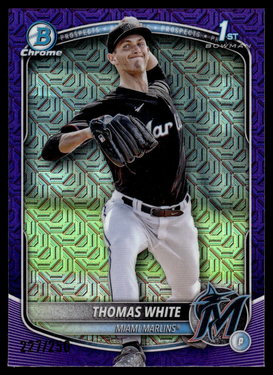 2025 Bowman #BCP-69 Thomas White Chrome Prospects Mojo Purple Refractor #/250