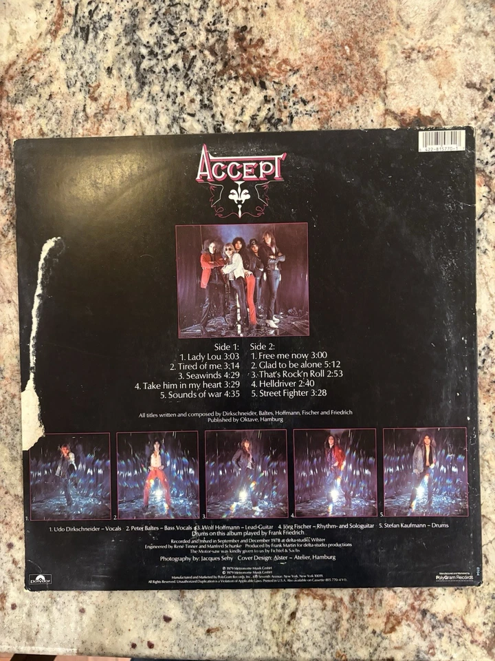 Accept S/T Album Vinyl LP 1986 US Promo Reissue 422-815 770-1 DJ Heavy Metal Foto 2 de 4