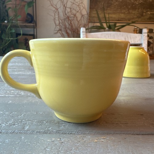 Fiesta Ware Homer Laughlin Yellow Sunflower 7 ounce Tea coffee Cup Set Of 5 - Picture 4 of 4