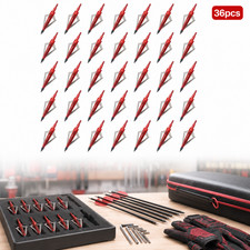 36PCS 3 Blades Archery Broadheads 100 Grain Hunting Crossbow Arrow Heads w/ Case