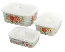 The Pioneer Woman Sweet Rose 6-Piece Rectangle Ceramic Nesting Bowl Set