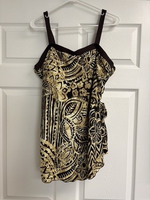 Maxine of Hollywood Womens Plus 24W One Piece Swimsuit Floral Wide Strap Lined