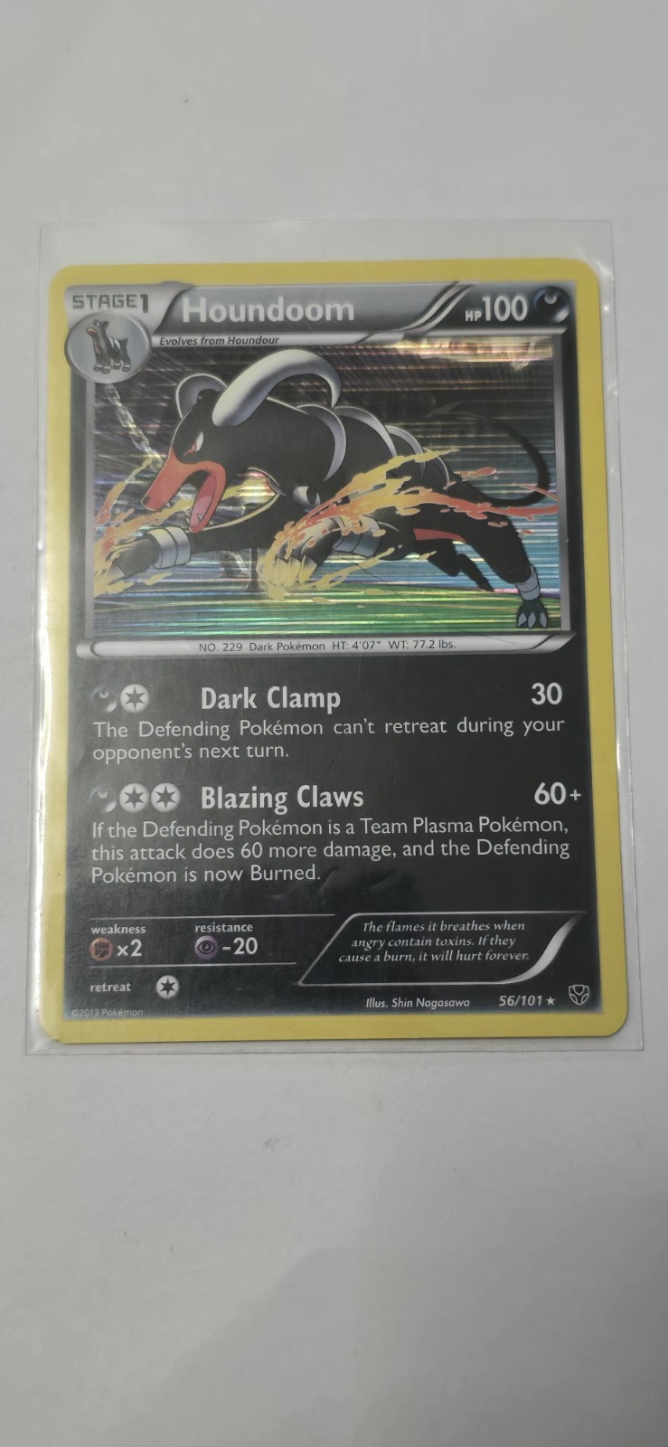 Houndoom - 56/101 - Holo Rare Black & White 10: Plasma Blast Pokemon NM