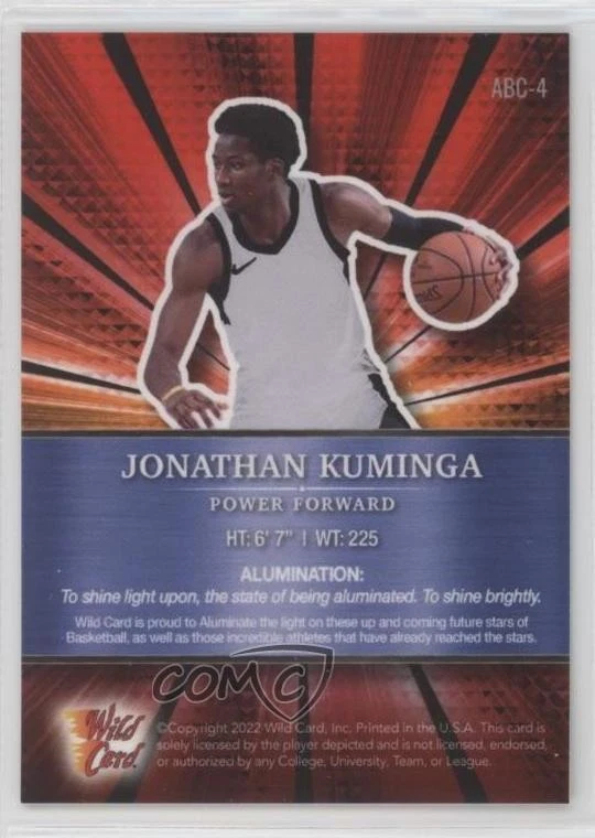 2021-22 Wild Card Alumination Red Chase - Shimmer /99 Jonathan Kuminga Rookie RC - Image 2 of 2