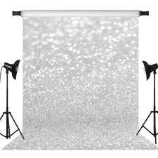 Mocsicka Silver Glitter Sequin Backdrop Shining Sparkle Spots Photo Backdrop 5x7