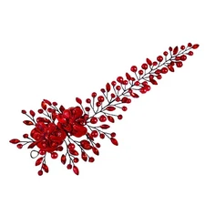 Red Flower Rhinestone Wedding Headband Alloy Pearl Crystal Bridal Headpiece