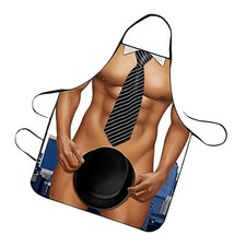 Muscle Man Apron Men Adjustable Waterproof BBQ Gag Gift White Elephant Present