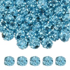 50 Pcs 4mm Lake Blue Rhinestone Polymer Fancy Beads for DIY Jewelry Making