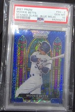 PSA 10 - 2021 Prizm MOOKIE BETTS Stained Glass Blue Mojo Dodgers 102/199 RARE