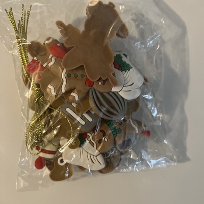 14 Piece Ginger Bread Man Christmas Ornaments With String To Hang On Tree