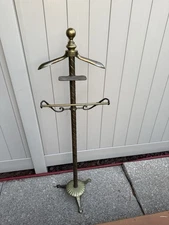 Vintage Gentlemens Solid Brass Valet Stand In Nice Condition