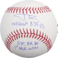 Jonah Tong New York Mets Autographed Baseball with Multiple Inscs - LE of 10