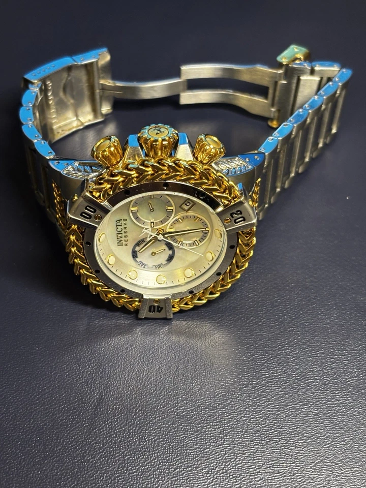 Reloj INVICTA Reserve Hércules Cuarzo Oro Acero Plata BLANCO MOP 🐚 Banda 34839 Foto 4 de 4