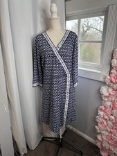 Talbots Women’s Size XL Navy Blue And White Dress