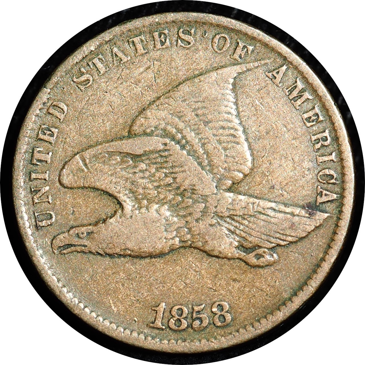 1858 Flying Eagle Cent VF+