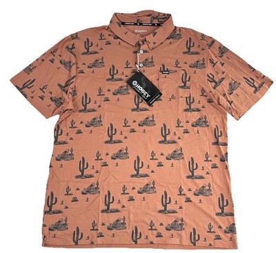 New Hooey Cowboy Golf Hot Shot Rust W/Cactus Pattern Polo Men s Sz XXL HP022RU