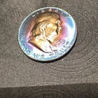 1953 Monster Toner Franklin Half Dollar Rainbow Toning , BU Gem Silver $.50